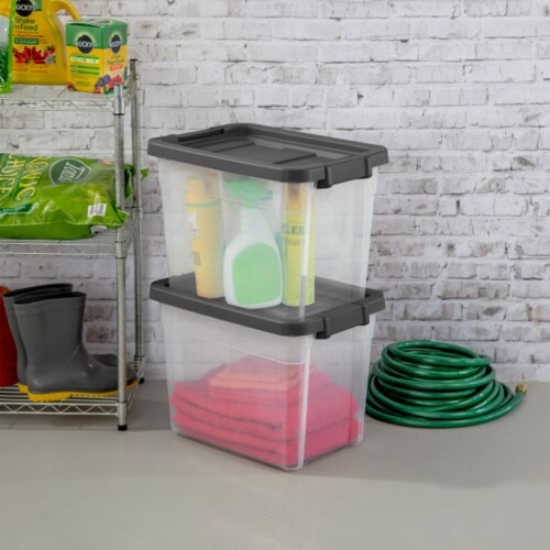 Sterilite 48 Qt Hinged Lid Storage Box Plastic Stackable Bin with Lid, 18  Pack, 1 Piece - Kroger