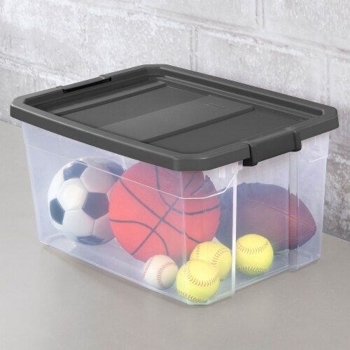 Sterilite 40 Qt Clear Plastic Storage Bin Totes w/ Latching Lid, Gray (18  Pack), 18pk - Food 4 Less