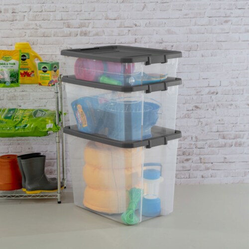 Sterilite 40 Qt Clear Plastic Storage Bin Totes w Latching Lid