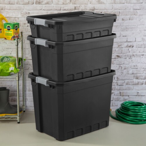 Sterilite 4 Gallon Industrial Storage Totes w/ Latch Clip Lids, Black (24  Pack), 1 Piece - Smith's Food and Drug