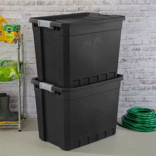 Sterilite 27 Gal Rugged Industrial Stackable Storage Tote w/ Lid, Black, 12  Pack, 1 Piece - Fry's Food Stores