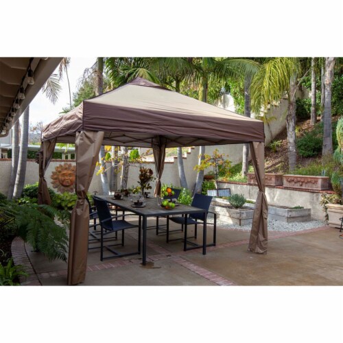 Z Shade 10 x 10 Ft Portable Canopy w Skirts Tan 5 Lb Leg