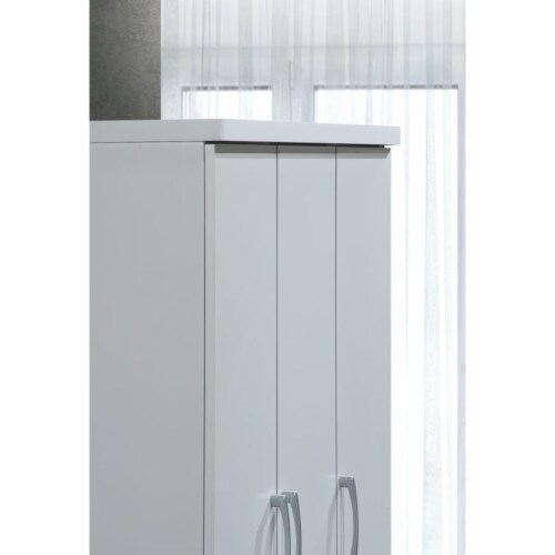 Hodedah Import 3 Door Armoire with Clothing Rod Shelves and 2