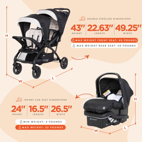 Baby Trend Sit N Stand Double Stroller with EZ Lift Car Seat 2 Pack Khaki 3 Piece Smith s Food and Drug