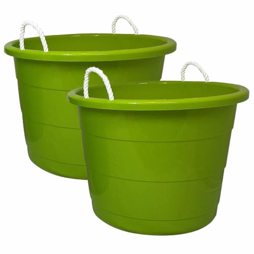 Life Story 17 Gallon Round Open Storage Bucket With Rope Handles, Teal, 8 Pack | D. Davies Transport