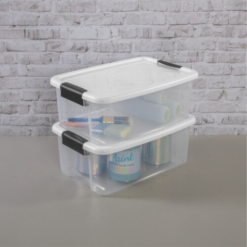 Sterilite 18 Qt Clear Plastic Stackable Storage Bin w/ White Latch Lid, 18  Pack, 18pk - Harris Teeter