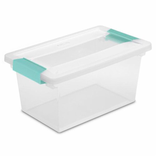 Sterilite Medium Clear Storage Tote, 4 Pack, & Large Clear Storage Tote, 4 Pack Perspective: right