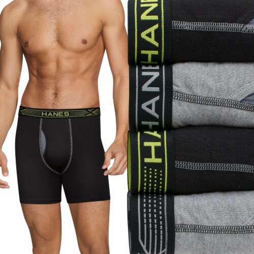 Hanes Ultimate Sport X-TEMP Performance Boxer Briefs - Black/Gray Perspective: right