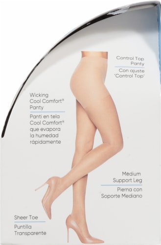 L'EGGS® Sheer Energy Medium Support Control Top Sheer Toe - Off Black Perspective: right
