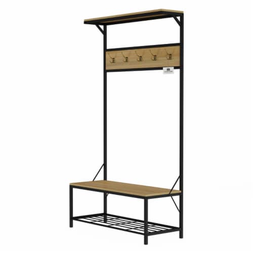 Metal Entryway Coat Shoe Rack Hall Tree with 3-Tier Shoe Bench Shoe Storage  18 Hooks Coat Hat, 1 unit - Pay Less Super Markets