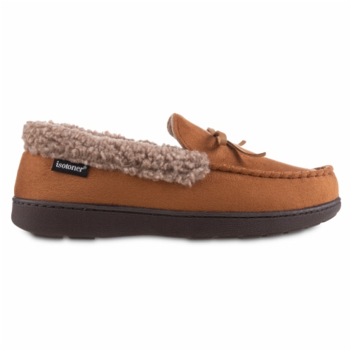 Isotoner® Men's Microsuede Moccasin with Berber Spill - Tan Perspective: right