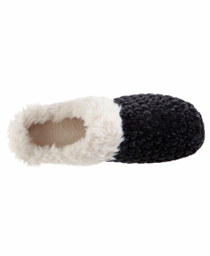 Isotoner® Women's Popcorn Chenille Hoodback Slippers - Black Perspective: right