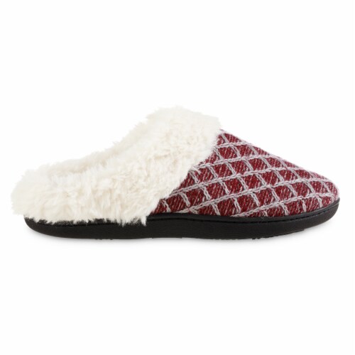 Isotoner® Women's Sweater Knit Diamond Quilted Hoodback Slippers - Henna Perspective: right