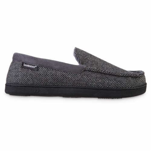 Isotoner­® Dark Grey Herringbone Twill Harrison Moccasin (Large) Perspective: right