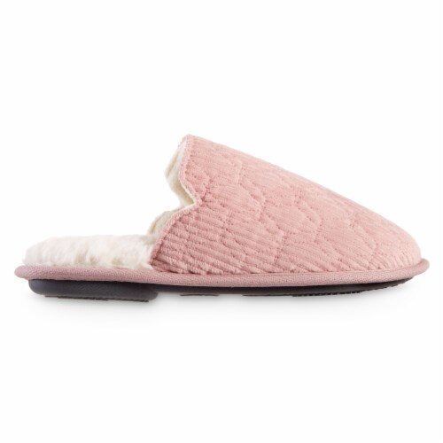 Isotoner® Quilted Velour Emmie Scuff Slippers - Pink Perspective: right