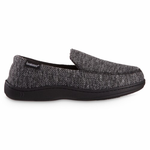Isotoner® Herringbone Harvey Men's Moccasins - Black Perspective: right