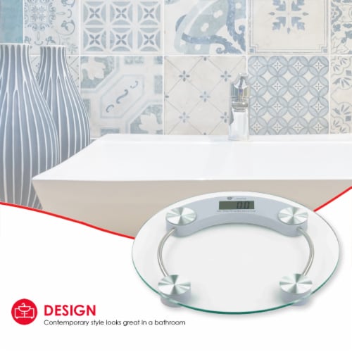 Home Basics Round Glass Bathroom Scale Perspective: right