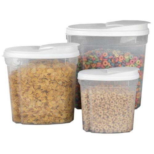 3 Piece Plastic Cereal Dispenser Dry Food Storage Container Set, Red, 3 PC  - Kroger