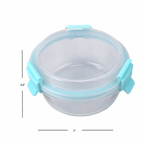 Home Basics 32 oz Borosilicate Glass  Food Storage Meal Prep Storage Container, Turquoise Perspective: right