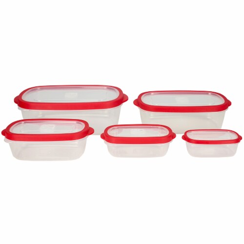 Home Basics 5 Piece Spill-Proof Plastic Food Container with Ventilated, Snap-On  Lids, Red Perspective: right
