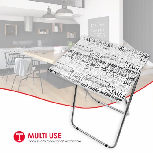 Home Basics Happy Multi-Purpose Foldable Table, Black/White Perspective: right
