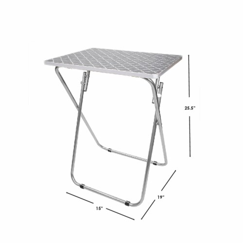 Home Basics Lattice Multi-Purpose Foldable Table, Grey/White Perspective: right