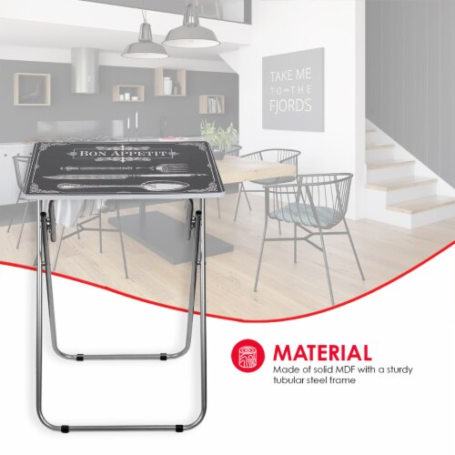 Home Basics Bon Apetit Multi-Purpose Folding Table, Black Perspective: right