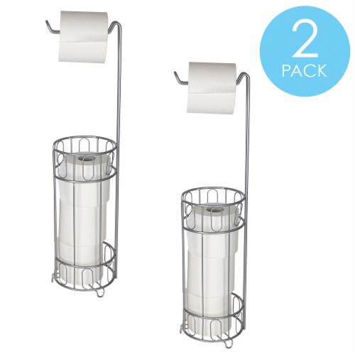 Home Basics Unity Free-Standing Dispensing Toilet Paper Holder, Silver Perspective: right