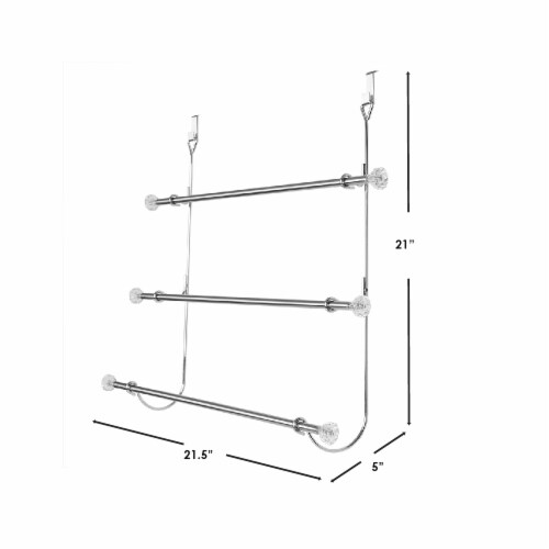 Home Basics 3 Tier Chrome Plated Steel Over the Door Towel Rack Perspective: right
