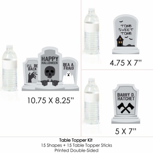 Big Dot of Happiness Graveyard Tombstones - Halloween Party Centerpiece - Table Toppers 15 Ct Perspective: right