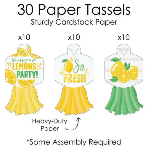 Big Dot of Happiness So Fresh Lemon 90 Chain Links & 30 Tassels Paper Chains Garland 21 ft Perspective: right