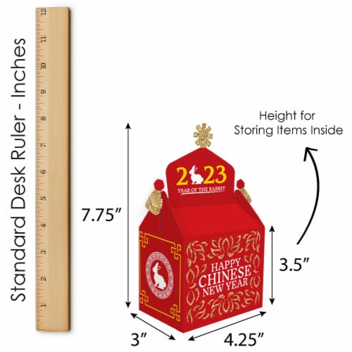 Big Dot of Happiness Chinese New Year Party Favors 2023 Year of The Rabbit Gable Boxes 12 Ct Perspective: right
