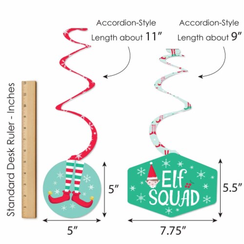 Big Dot of Happiness Elf Squad - Kids Elf Christmas Hanging Decor - Party Decor Swirls 40 Ct Perspective: right