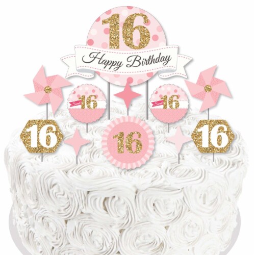 Big Dot of Happiness Sweet 16 - 16th Birthday Party Cake Decor Kit - Cake Topper Set 11 Pc Perspective: right