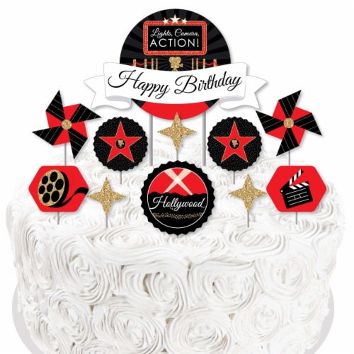 Big Dot of Happiness Red Carpet Hollywood - Birthday Cake Decor Kit - Cake Topper Set 11 Pc Perspective: right