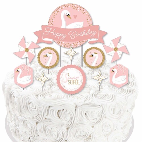 Big Dot of Happiness Swan Soiree - White Swan Birthday Cake Decor Kit - Cake Topper Set 11 Pc Perspective: right
