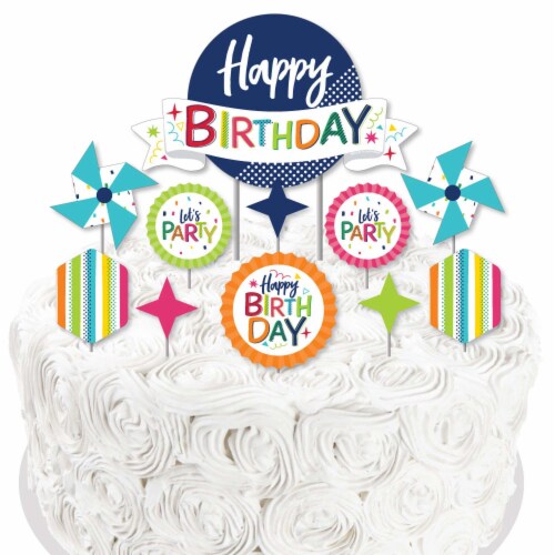 Big Dot of Happiness Cheerful Happy Birthday - Colorful Decor Kit - Cake Topper Set 11 Pc Perspective: right