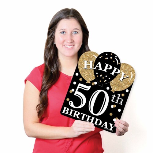 Big Dot of Happiness Adult 50th Birthday - Gold - Outdoor Lawn Birthday Party Yard Sign 1 Pc Perspective: right