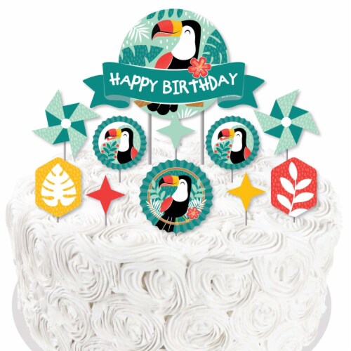 Big Dot of Happiness Calling All Toucans - Birthday Party Decor Kit - Cake Topper Set 11 Pc Perspective: right