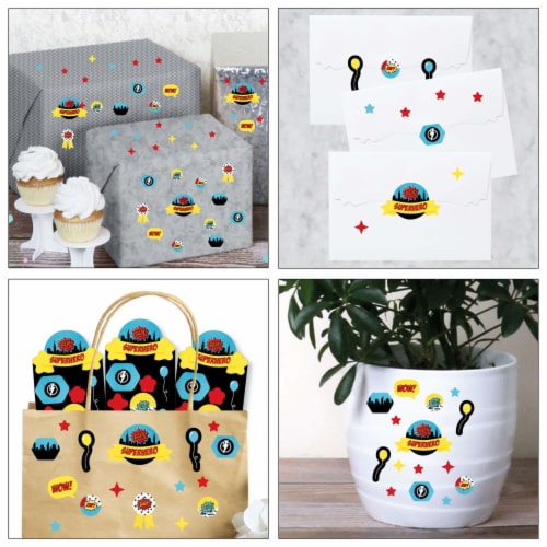 Big Dot of Happiness Bam Superhero Birthday Party Favor Kids Stickers 16 Sheets 256 Stickers Perspective: right
