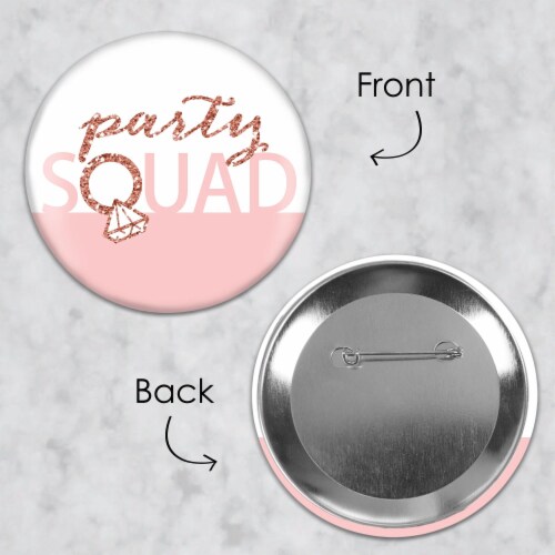 Big Dot of Happiness Bride Squad 3 in Rose Gold Bachelorette Party Badge Pinback Buttons 8 Ct Perspective: right