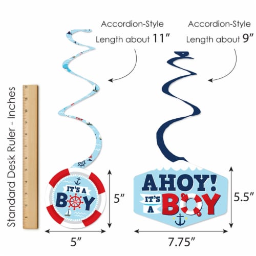 Big Dot of Happiness Ahoy It's a Boy - Nautical Baby Shower Hanging Party Decor Swirls 40 Ct Perspective: right