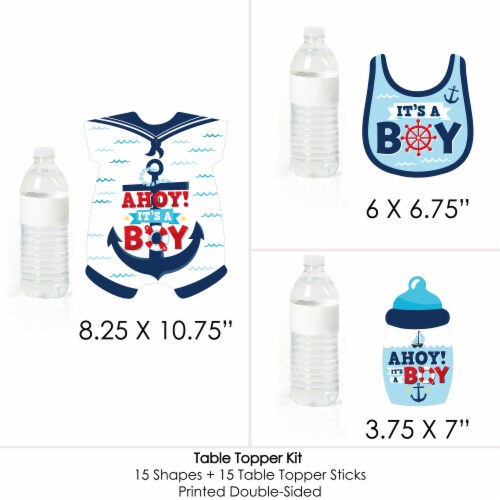 Big Dot of Happiness Ahoy It's a Boy - Nautical Baby Shower Centerpiece - Table Toppers 15 Ct Perspective: right