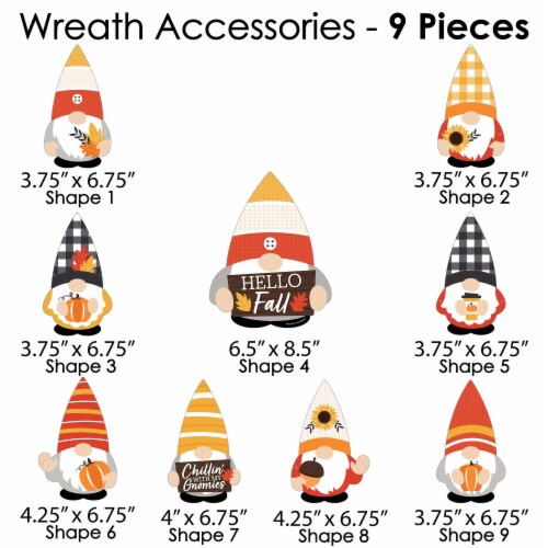 Big Dot of Happiness Fall Gnomes - Harvest Front Door Decor - DIY Accessories for Wreath 9 Pc Perspective: right
