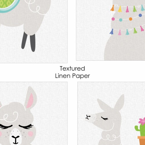 Big Dot of Happiness Whole Llama Fun Unframed Llama Linen Paper Wall Art 4 Ct Artisms 8 x 10 Perspective: right