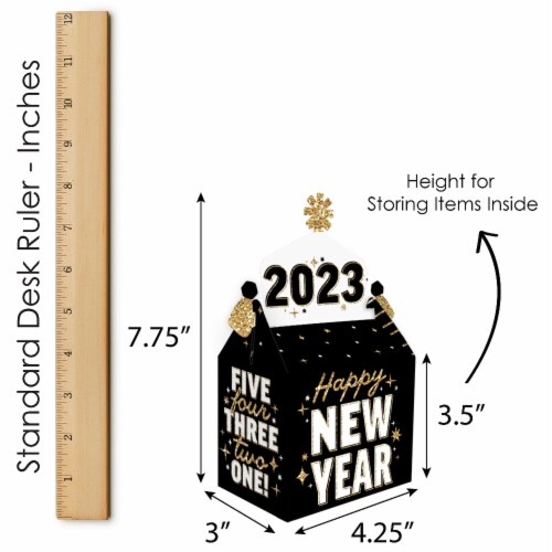 Big Dot of Happiness Hello New Year Treat Box Party Favors 2023 NYE Party Gable Boxes 12 Ct Perspective: right