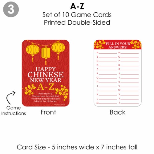 Big Dot of Happiness Chinese New Year 4 Lunar New Year Games - 10 Cards Each Gamerific Bundle Perspective: right