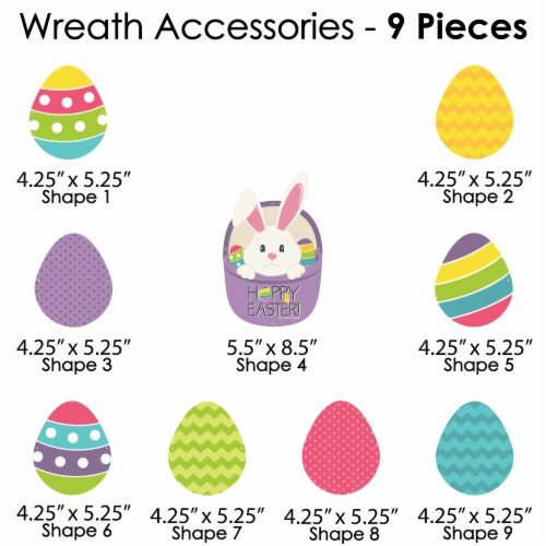 Big Dot of Happiness Hippity Hoppity - Easter Party Front Door Decor Wreath Accessories 9 Pc Perspective: right