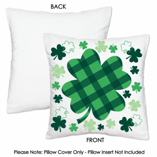 Big Dot of Happiness Shamrock St. Patrick's Day - Cushion Case Throw Pillow Cover 16 x 16 In Perspective: right