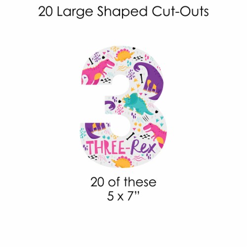 Big Dot of Happiness 3rd Birthday Roar Dinosaur Girl Party Clothespin Garland Banner 44 Pc Perspective: right